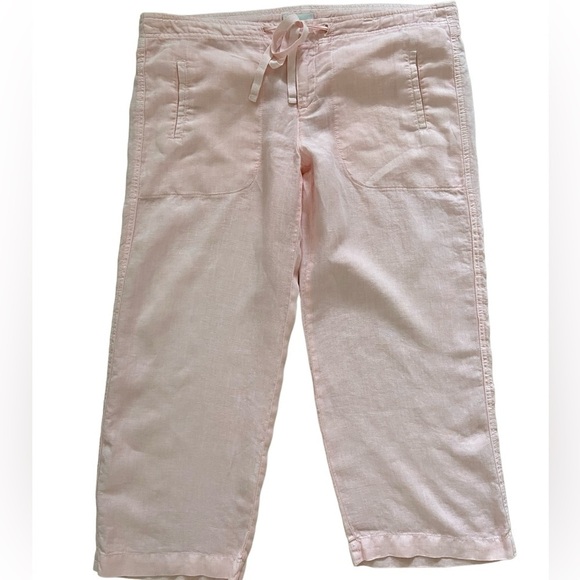 Vince 100% linen cropped pants size Large, light pink - Picture 1 of 3